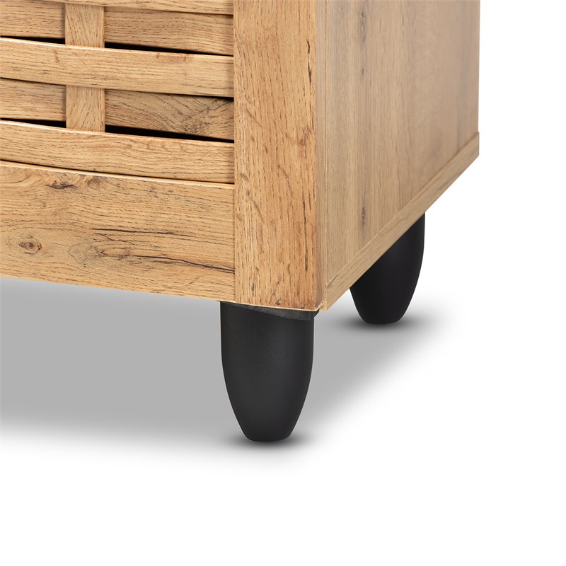 Bowery Hill Oak Brown Finished Wood 2-Door Shoe Cabinet