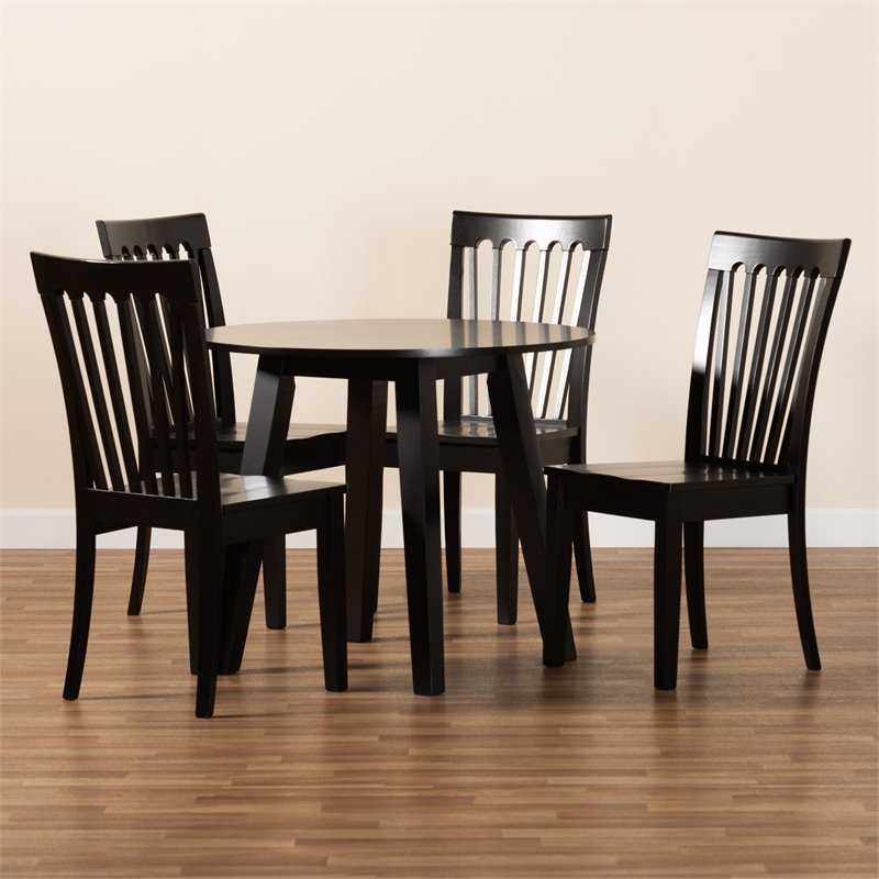 Bowery Hill Dark Brown Finished Wood 5-Piece Dining Set