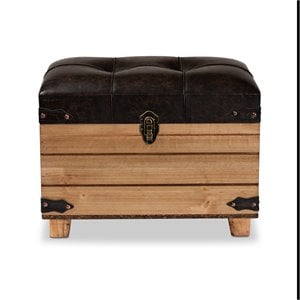 Bowery Hill Rustic Dark Brown Finished Wood Storage Ottoman