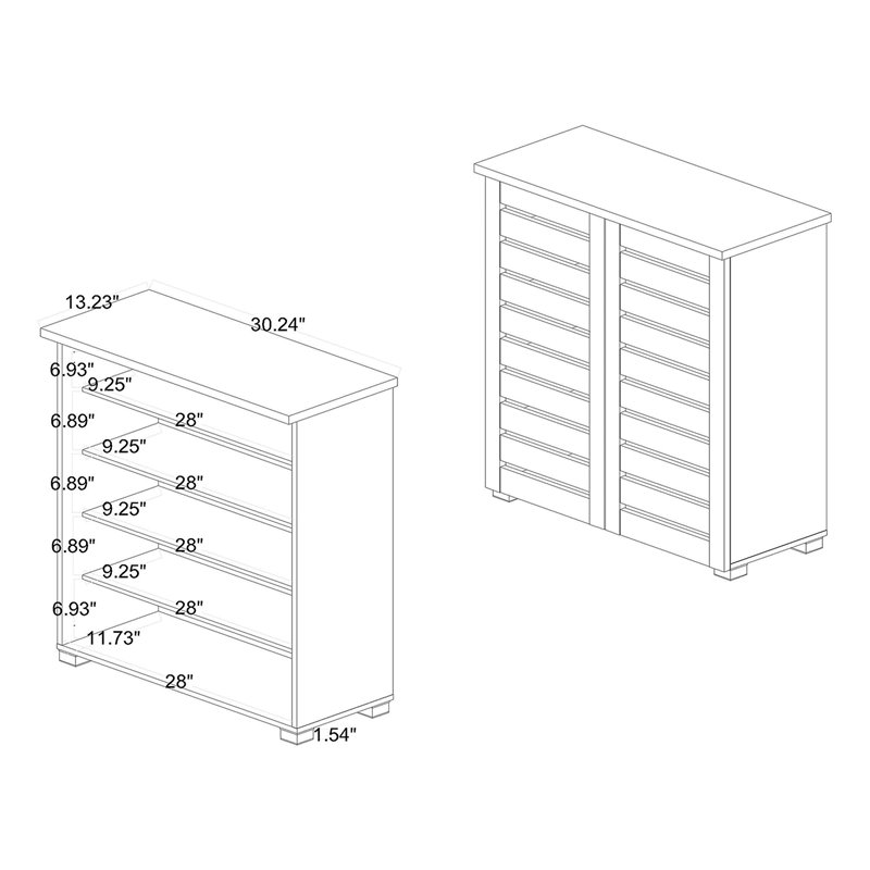 Bowery Hill Engineered Oak Brown Shoe Storage Cabinet 2-Door Slatted Ventilation 38.34
