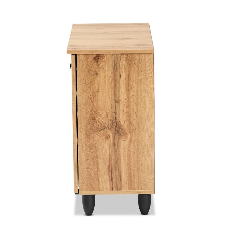 Bowery Hill Oak Brown Finished Wood 2-Door Shoe Storage Cabinet