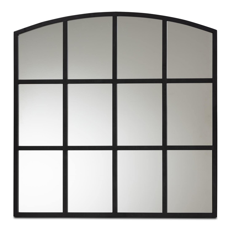 Bowery Hill Contemporary Black Finished Metal Accent Wall Mirror