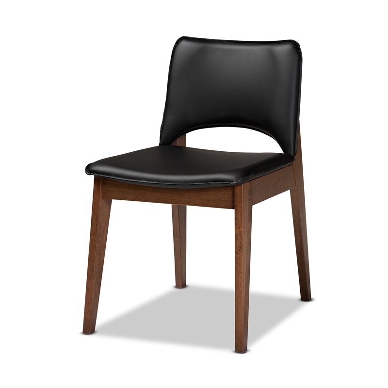 Bowery Hill Black Faux Leather and Brown Wood 7-Piece Dining Set
