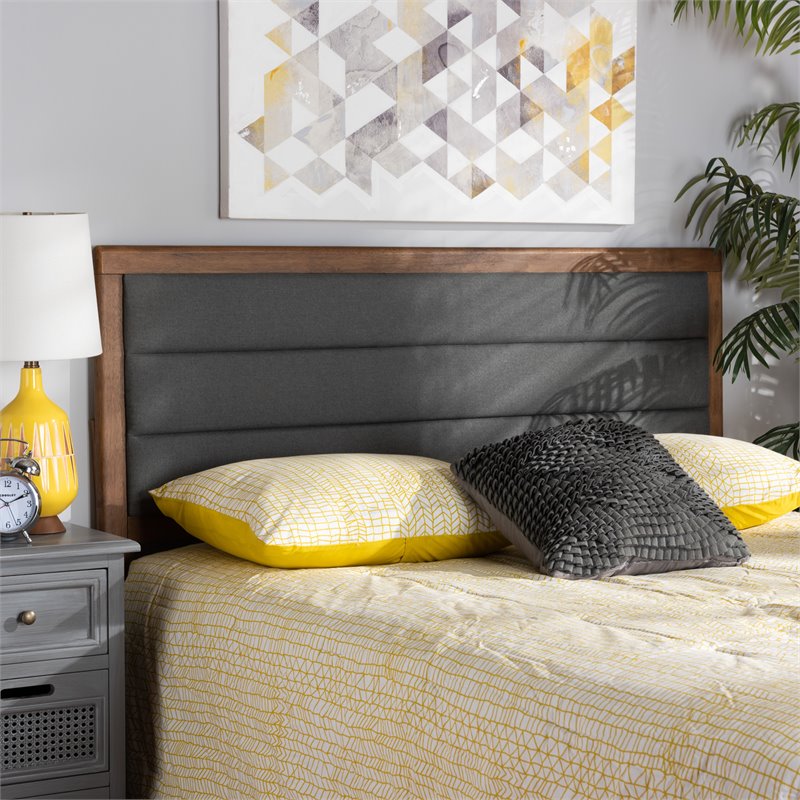 Bowery Hill Dark Gray and Brown Finished Wood Full Size Headboard