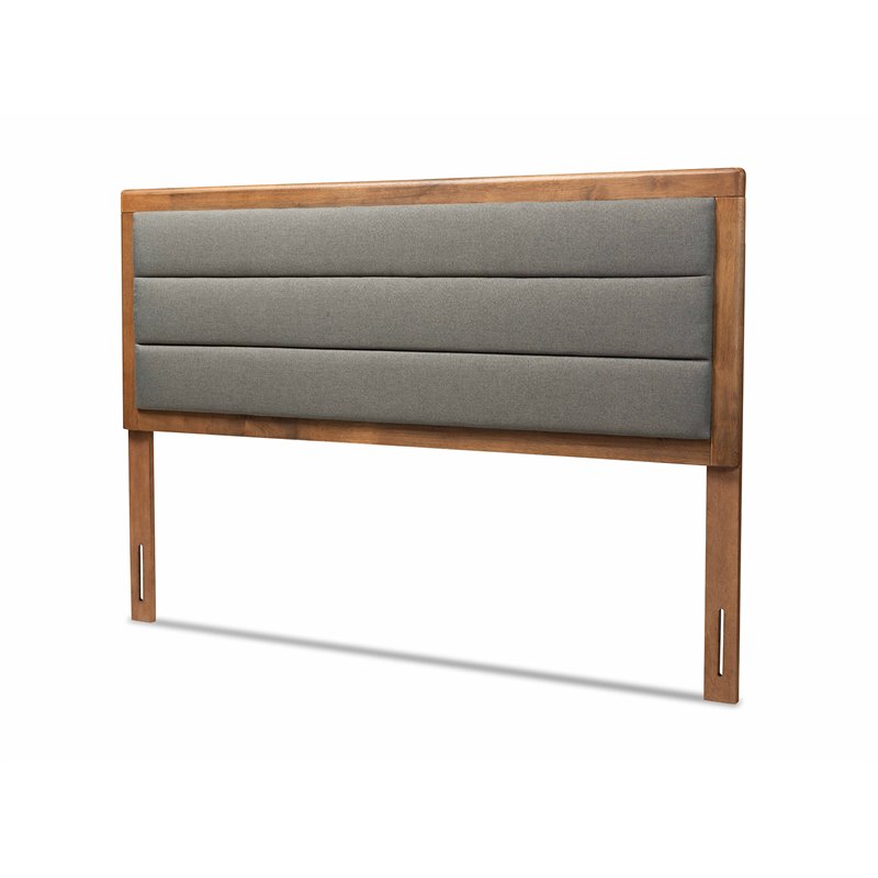 Bowery Hill Upholstered Walnut Brown Headboard Channel Tufted King Size Unassembled