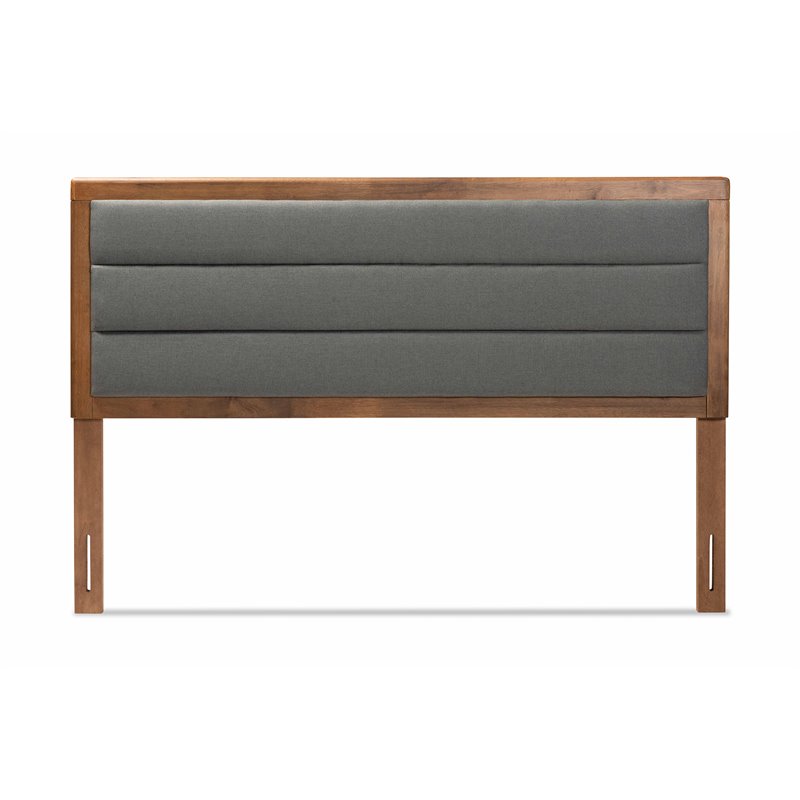 Bowery Hill Upholstered Walnut Brown Headboard Channel Tufted King Size Unassembled