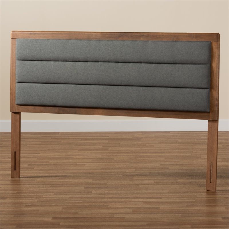 Bowery Hill Upholstered Walnut Brown Headboard Channel Tufted King Size Unassembled