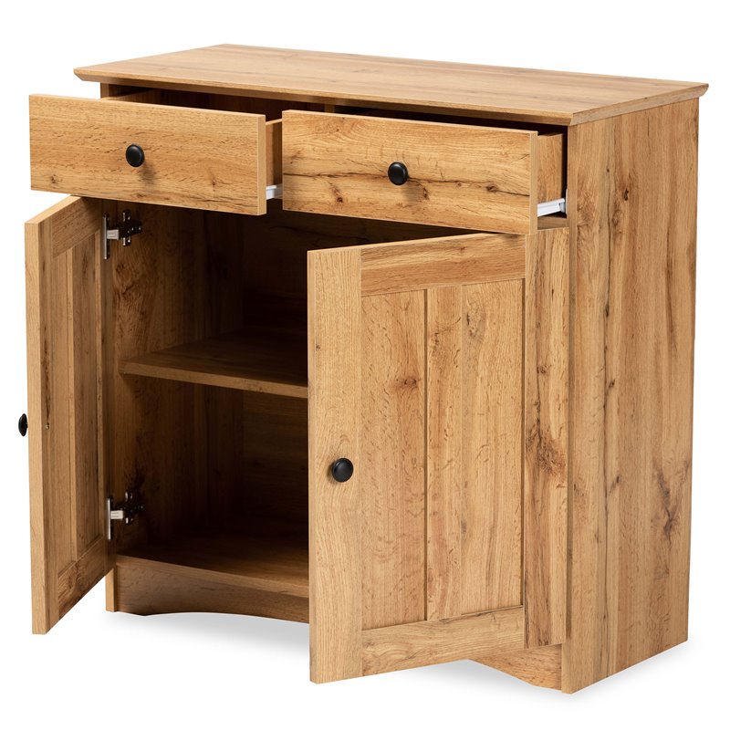 Bowery Hill Engineered Wood Oak Brown Kitchen Cabinet Rectangular Anti-Topple 30.42