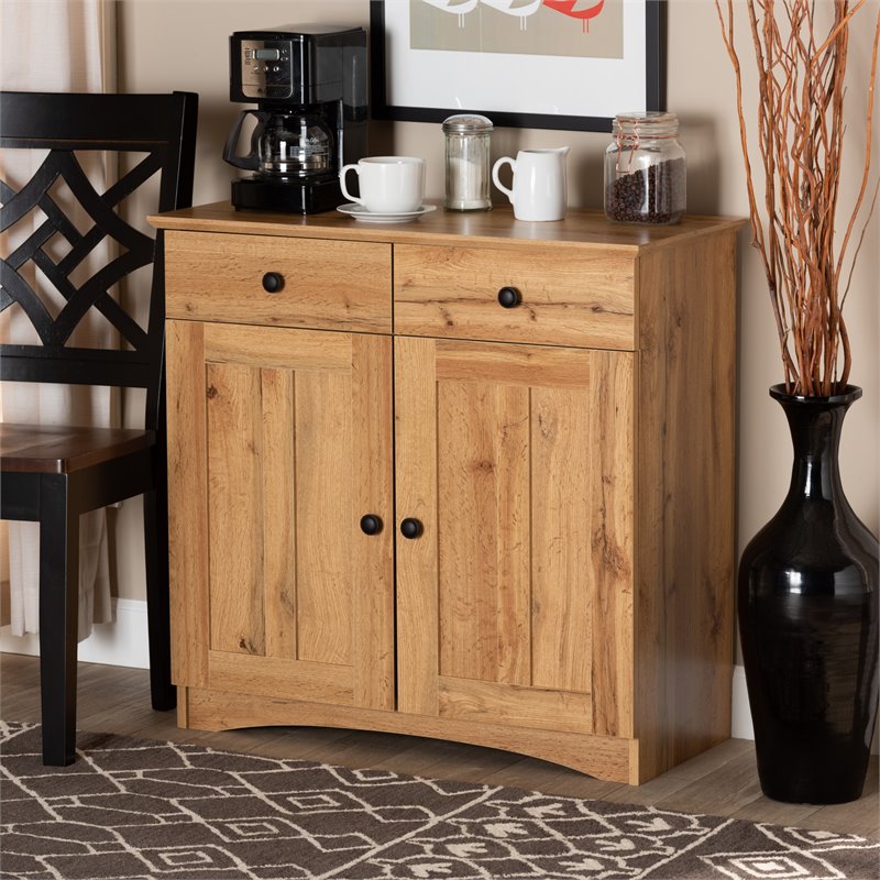 Bowery Hill Engineered Wood Oak Brown Kitchen Cabinet Rectangular Anti-Topple 30.42