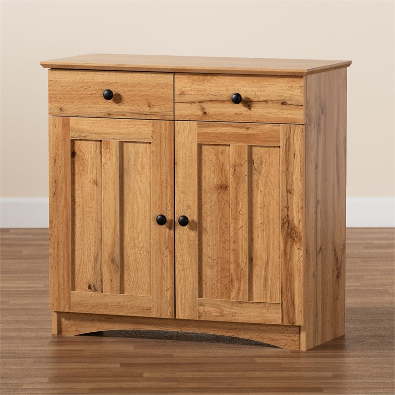 Bowery Hill Engineered Wood Oak Brown Kitchen Cabinet Rectangular Anti-Topple 30.42