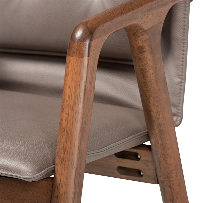 Bowery Hill Grey Leather and Brown Finished Wood Dining Chair Set