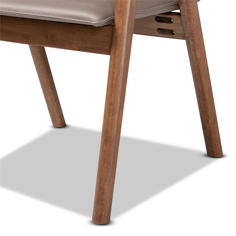 Bowery Hill Grey Leather and Brown Finished Wood Dining Chair Set