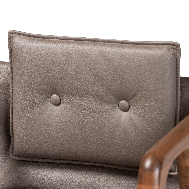 Bowery Hill Grey Leather and Brown Finished Wood Dining Chair Set