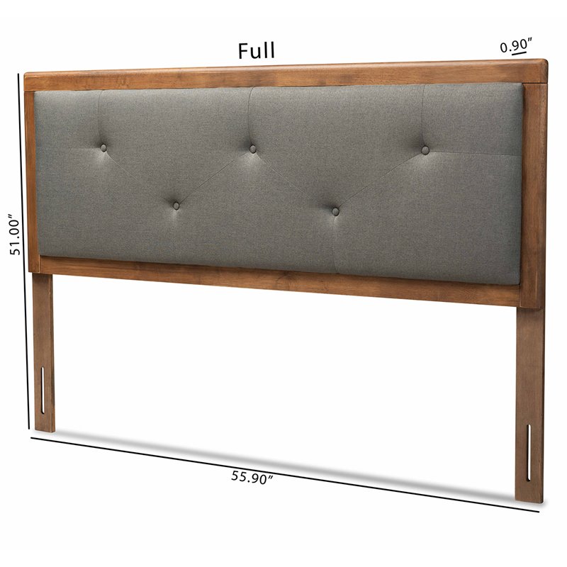Bowery Hill Transitional Dark Gray and Brown Finished Wood Queen Size Headboard