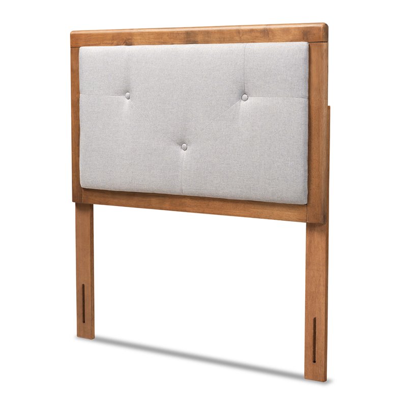 Bowery Hill Transitional Wood Twin Size Headboard in Light Gray/Walnut Brown