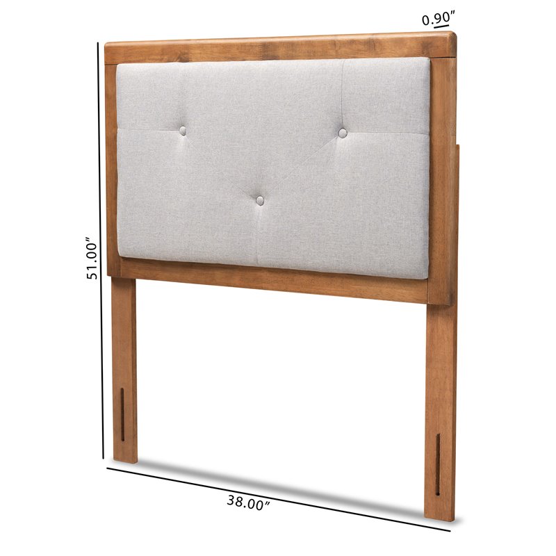 Bowery Hill Transitional Wood Twin Size Headboard in Light Gray/Walnut Brown