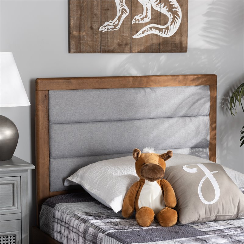 Bowery Hill Light Gray and Brown Finished Wood Twin Size Headboard