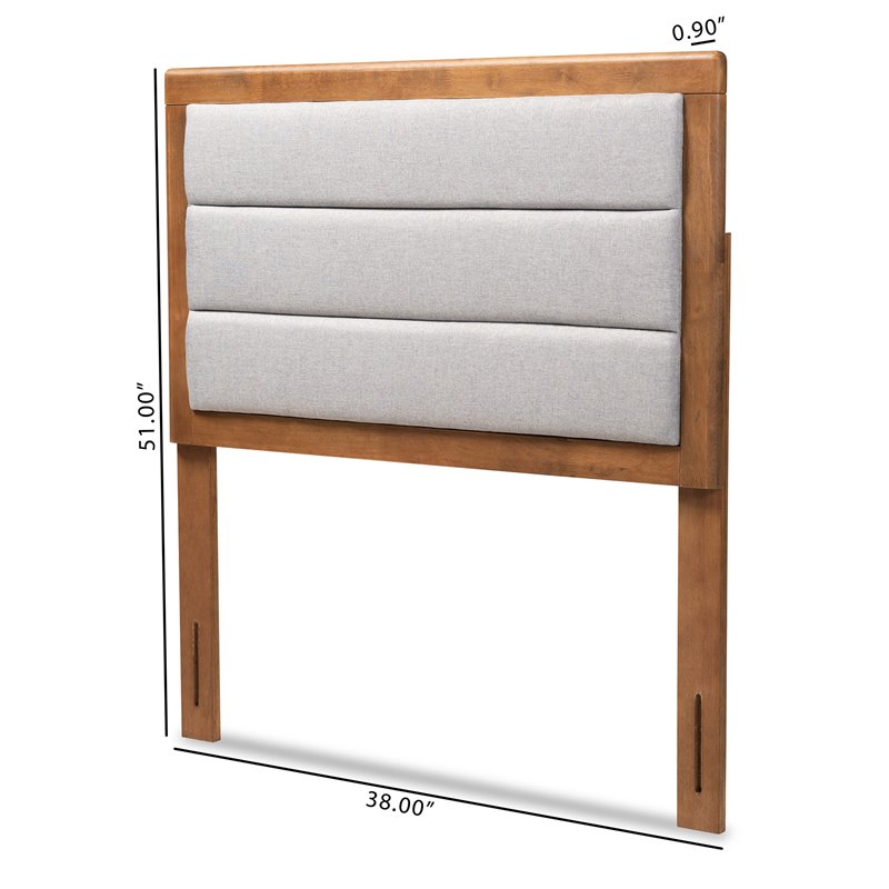Bowery Hill Light Gray and Brown Finished Wood Twin Size Headboard