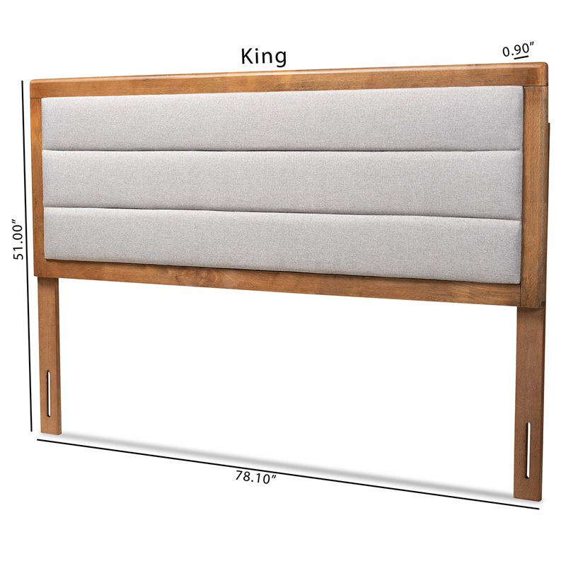 Bowery Hill Wood Light Gray/Walnut Brown Headboard Channel Tufted Full Size Adjustable Unassembled
