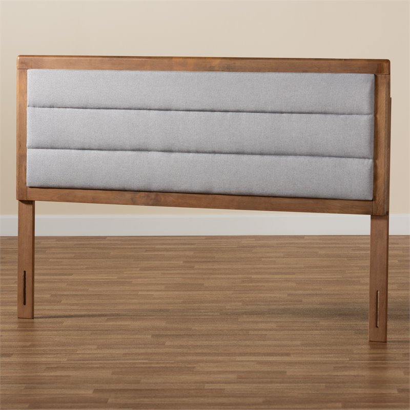 Bowery Hill Light Gray and Brown Finished Wood King Size Headboard
