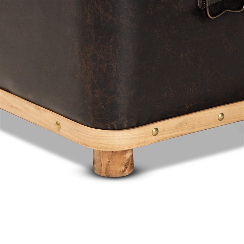 Bowery Hill Dark Brown and Oak Brown Finished Wood Storage Ottoman