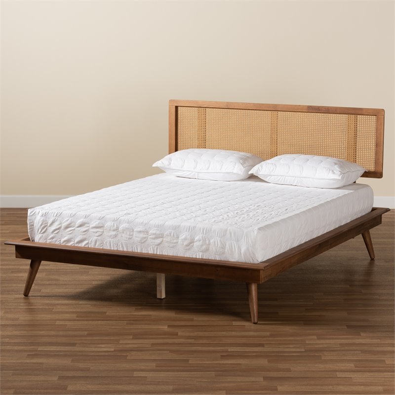 Bowery Hill Walnut Brown Finished Wood and Queen Size Platform Bed