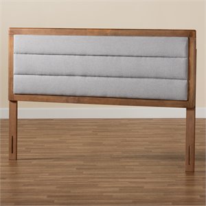 Bowery Hill Light Gray and Brown Finished Wood Queen Size Headboard