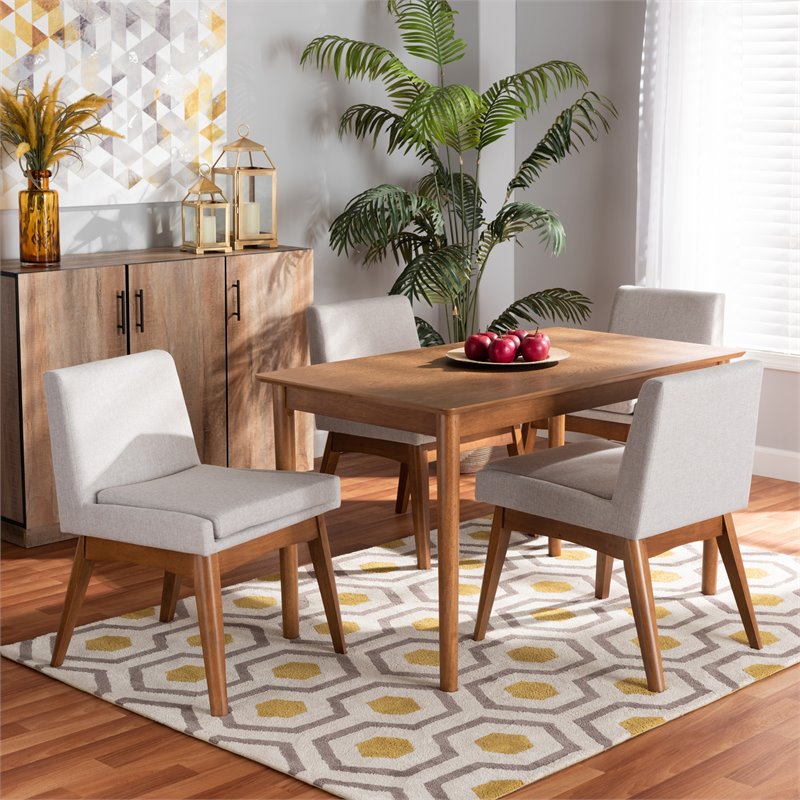 Bowery Hill Beige and Walnut Brown Finished Wood 5-Piece Dining Set