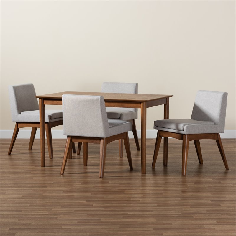 Bowery Hill Beige and Walnut Brown Finished Wood 5-Piece Dining Set