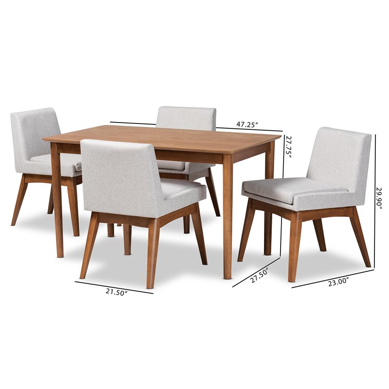 Bowery Hill Beige and Walnut Brown Finished Wood 5-Piece Dining Set