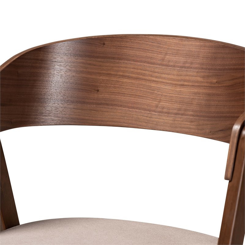 Bowery Hill Mid Century Beige and Walnut Brown Finished Wood 5-Piece Dining Set