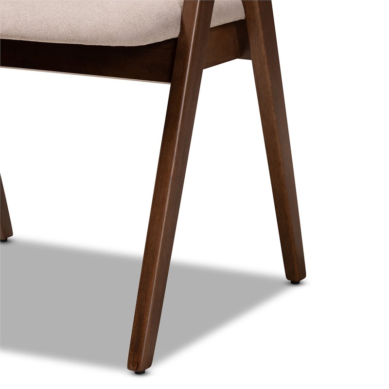 Bowery Hill Mid Century Beige and Walnut Brown Finished Wood 5-Piece Dining Set