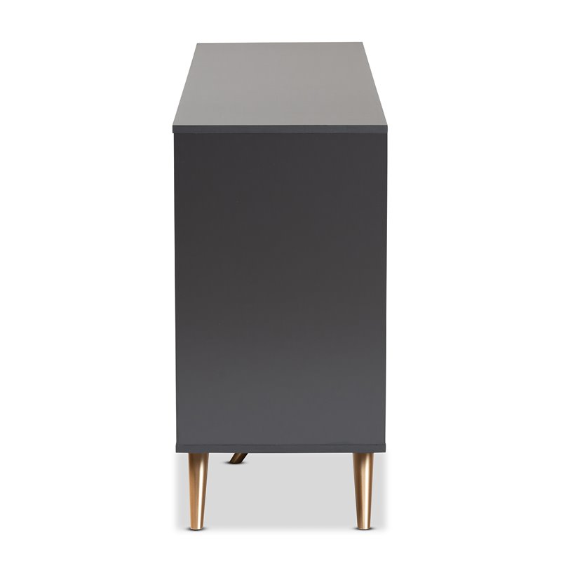 Bowery Hill Dark Grey and Gold Finished Wood 2-Door Sideboard Buffet