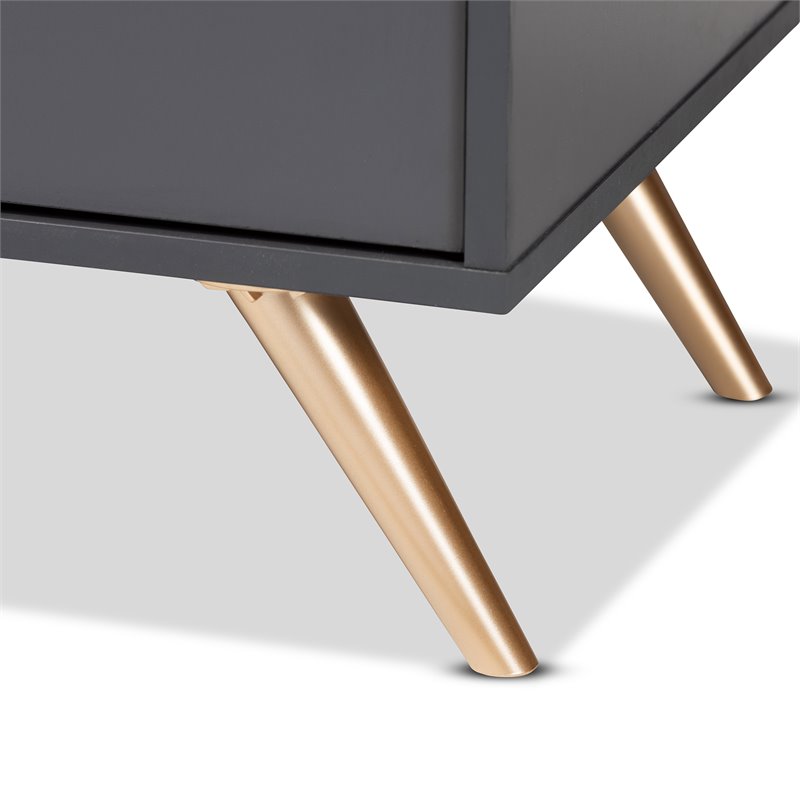 Bowery Hill Dark Grey and Gold Finished Wood 2-Door Sideboard Buffet