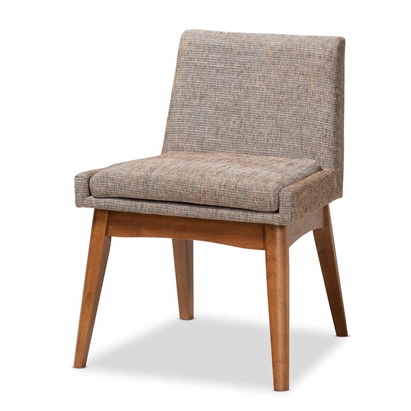 Bowery Hill Fabric and Walnut Brown Finished Wood 5-Piece Dining Set