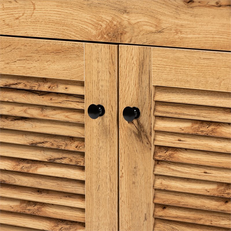 Bowery Hill Engineered Wood Oak Brown Buffet and Hutch Kitchen Cabinet 70.2