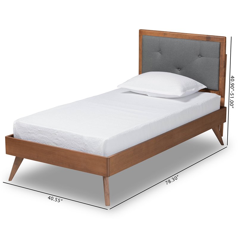 Bowery Hill Dark Grey and Brown Finished Wood Twin Size Platform Bed