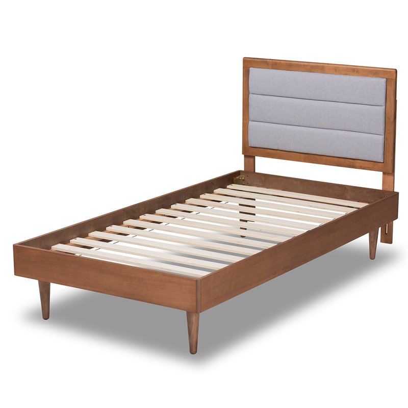 Bowery Hill Light Grey and Brown Finished Wood Twin Size Platform Bed