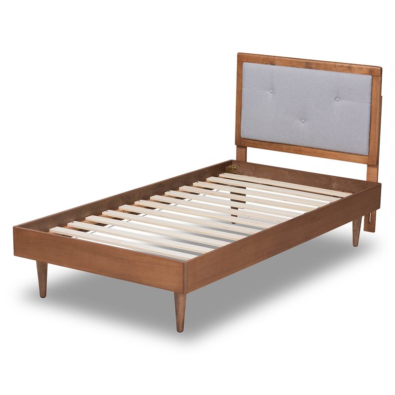 Bowery Hill Light Grey and Brown Finished Wood Twin Size Platform Bed