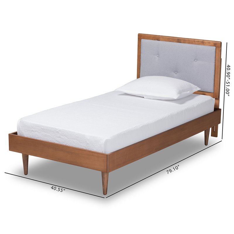 Bowery Hill Light Grey and Brown Finished Wood Twin Size Platform Bed