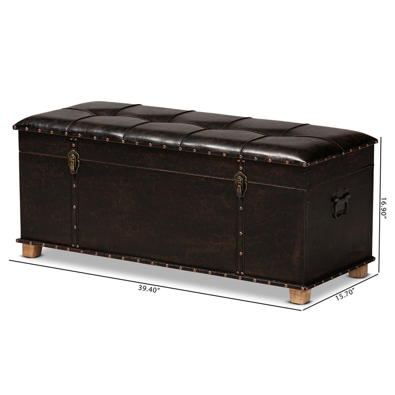 Bowery Hill Rustic Dark Brown and Brown Finished Wood Storage Ottoman
