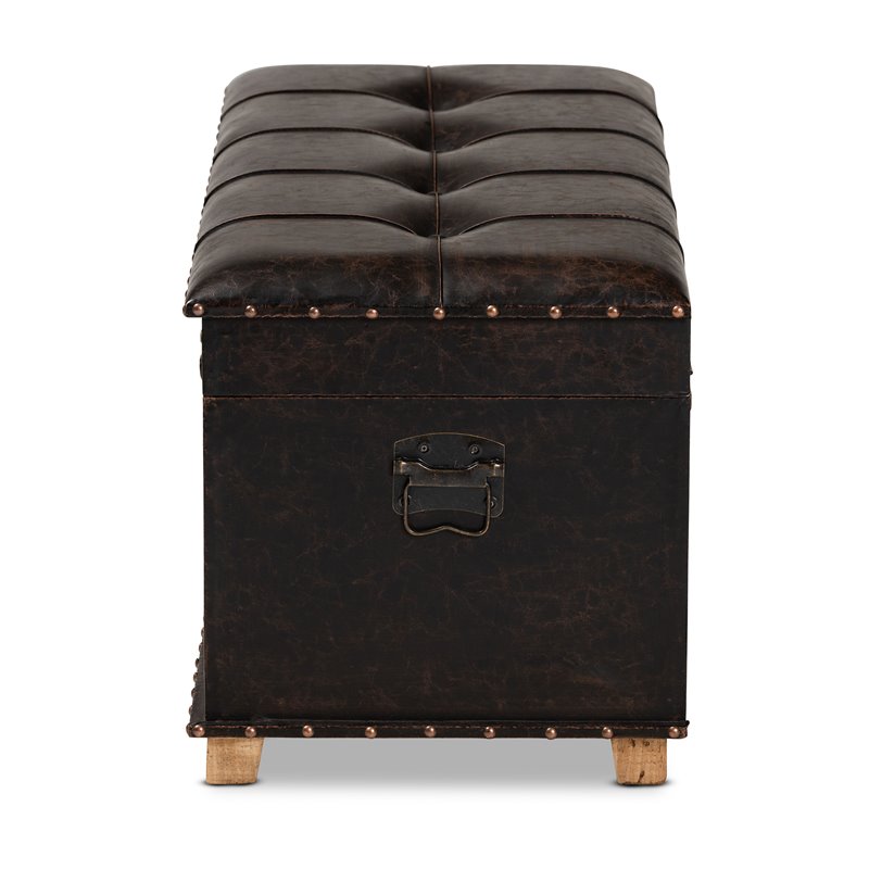 Bowery Hill Rustic Dark Brown and Brown Finished Wood Storage Ottoman