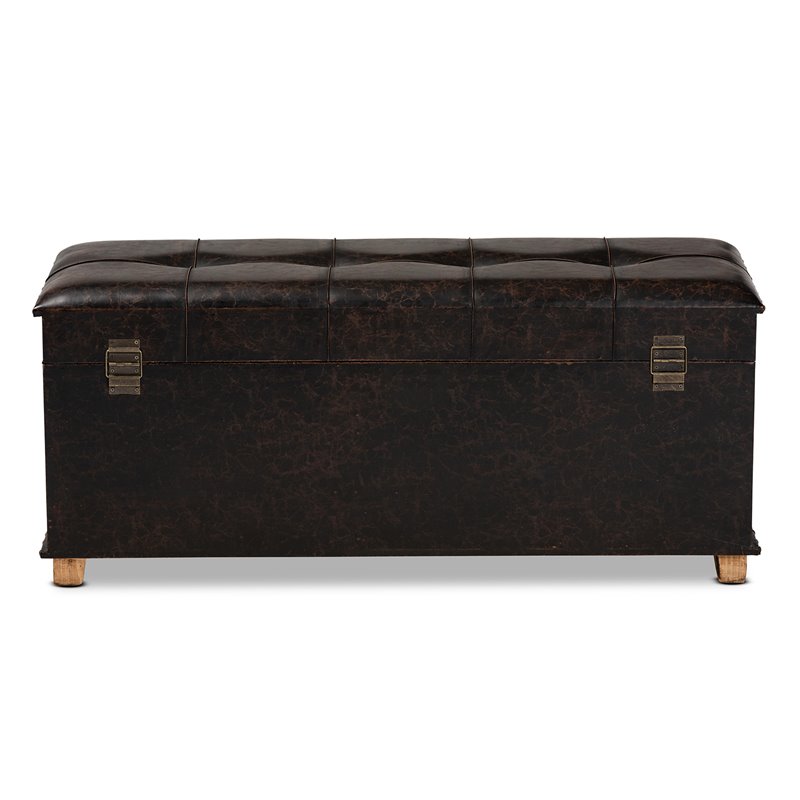 Bowery Hill Rustic Dark Brown and Brown Finished Wood Storage Ottoman