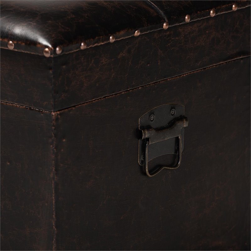 Bowery Hill Rustic Dark Brown and Brown Finished Wood Storage Ottoman