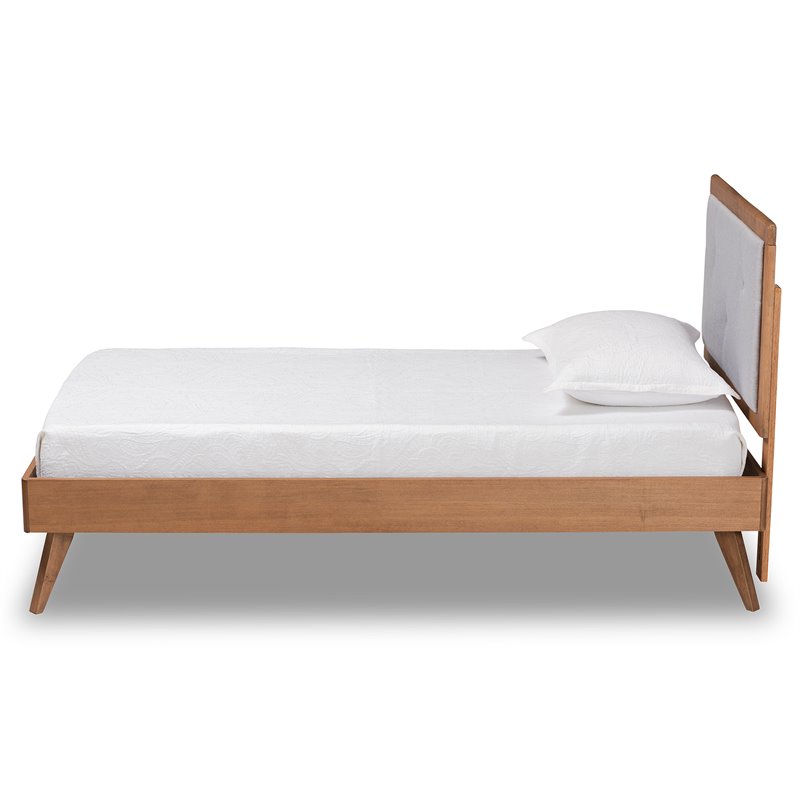 Bowery Hill Light Grey and Brown Finished Wood Twin Size Platform Bed