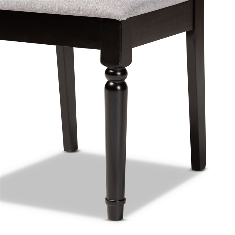 Bowery Hill Grey and Dark Brown Finished Wood 2-Piece Dining Chair Set