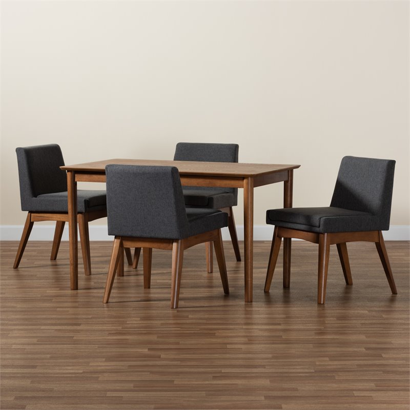 Bowery Hill Dark Grey and Walnut Brown Finished Wood 5-Piece Dining Set