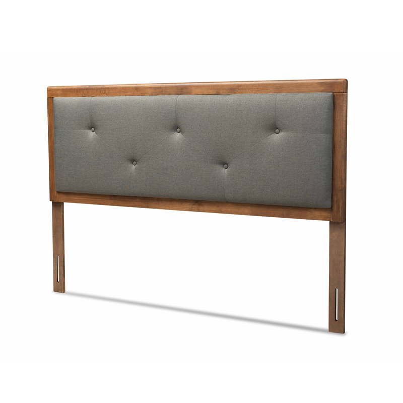 Bowery Hill Upholstered Walnut Brown Headboard Button Tufted King Size 78.1