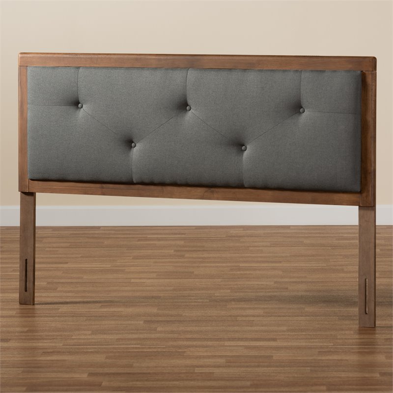 Bowery Hill Upholstered Walnut Brown Headboard Button Tufted King Size 78.1
