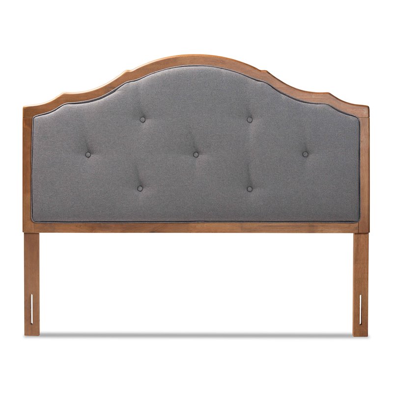Bowery Hill Traditional Wood Queen Size Arched Headboard in Gray